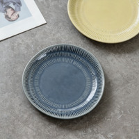 Service de vaisselle en grès côtelé vert et pêche de qualité commerciale, assiettes en céramique gaufrées résistantes aux éclats pour banquets et services de traiteur