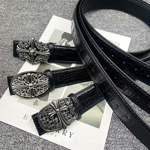 Neue hochwertige PU Ledergürtel Trendy Krokodil Muster Kreuz Retro Vintage Casual Fashion Männer Großhandel Stock Unisex Geschenk - Product Image 2