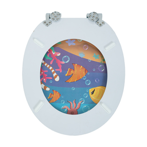 Asiento de inodoro de baño MDF de forma redonda cubierta de asiento Loo de cierre suave antibacteriano - Product Image 4