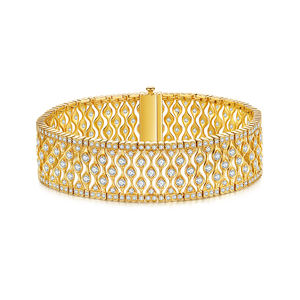 Pulsera de Diamantes de Laboratorio de 5 Quilates en Oro de 18K QUEENSUN, Brazalete con Detalle de Encaje Vintage, Pulseras de Diamantes Flotantes de Satén con Luz Satinada - Product Image 1