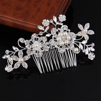 Offre Spéciale Peigne de Mariée de Luxe pour Femme, Alliage, Strass, Feuilles, Perles, Fleur, Bijou de Tête Fait Main pour Mariage, Accessoire Cheveux Diamant