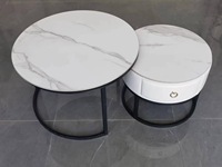 Table basse extensible moderne minimaliste haut de gamme avec plateau en dalle de roche et verre, mobilier de luxe pour salon, idéal pour les petits appartements
