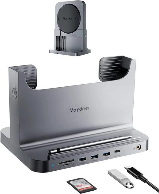 Mac Mini 8 in 1 Dock Station Holder Power Adapter USB 3.0 Port Type C Hub Plastic Dock Stand for Mac Mini Stocked Data Function