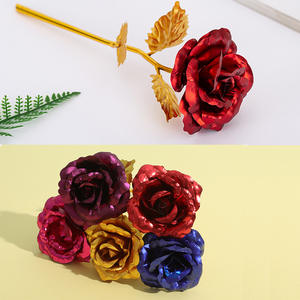 Boda Día de San Valentín Simulación Terciopelo Rosa Perla Rosa Decoración de pared Seda Rosa dorada - Product Image 5