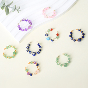 Vente en gros de bijoux en cristal, anneaux en fil de cuivre avec perles de cristal, taille réglable, anneaux en cristal pour cadeau - Product Image 5
