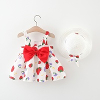 Nouvelle robe d'été pour fille, robe en coton à fleurs, sans manches, avec un grand nœud, ensemble de robe