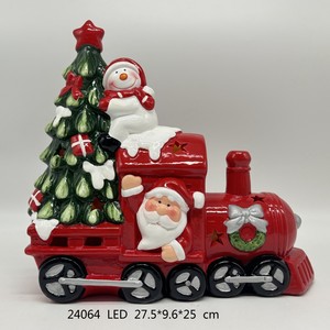 Handmade European Style Small Ceramic <b>Christmas</b> Train with LED Lights <b>Christmas</b> Holiday Decor Indoor Use - Product Image 6