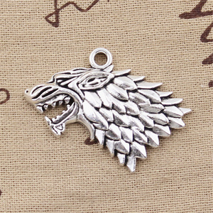 Charms Ice and Fire Dire <span class=keywords><strong>Wolf</strong></span> 32x44mm Ajuste hecho a mano, colgantes de Color plata tibetana Vintage, DIY para collar de pulsera - Product Image 4