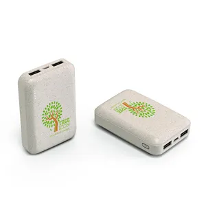Eco Neue Produkte Weizens troh Power Bank 10000mAh Benutzer definiertes Logo Tragbares Ladegerät Ladegerät