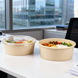 Factory Sale White Brown Custom Food <b>Container</b> Packaging Round Kraft Paper <b>Snack</b> Soup Salad Bowl For Convenience Shop - Product Image 6