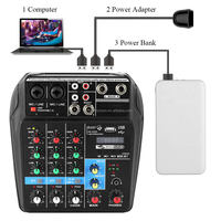 Console de mixage TU04 Enregistrement professionnel Mini 4 canaux Musique Son Audio Console DJ Mixeur de musique audio pour karaoké à domicile