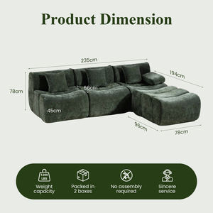 Sofá Modular en Forma de L con Diseño Flotante, en Caja, Meroow MS3, Sin Madera, Silencioso, con Respaldo Alto, Disponible en el Reino Unido - Product Image 4