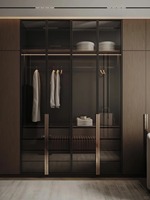 Armoire modulaire multifonction Prima, élégante, en panneaux de bois hybrides doux et brillants, pour les maisons familiales de style mixte