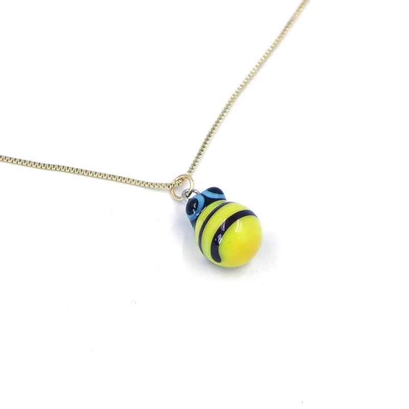 Women Jewelry Murano Lampwork Miniature Glass Animal Bee Bead Pendant Necklace
