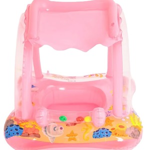 Bouée de natation gonflable pour bébé avec siège pare-soleil 80x65cm, motifs de dessins animés pour jouets aquatiques pour enfants - Product Image 5