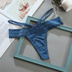 Tanga Erótica Sexy para Mujer al por Mayor, Mini Tanga de Doble Tira, Malla Transparente, Color Sólido, Hueca, con Lazo de Encaje - Product Image 5