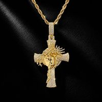 Pendentif Couronne Épine de Luxe Entièrement Micro-Pavé de Zircons, Base en Cuivre, Ornement de Cou Tendance, Cadeau, En Stock, Vente en Gros