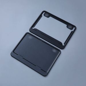 Support de plaque d'immatriculation élégant en aluminium à motif fibre de carbone pour voiture et moto - Support de plaque métallique durable, idéal comme cadeau - Product Image 2