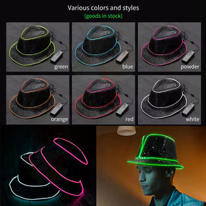 Cadılar bayramı noel şükran parti konser gösterisi yanıp sönen caz kap parlak LED yanıp sönen Light up EL tel kap - Product Image 6