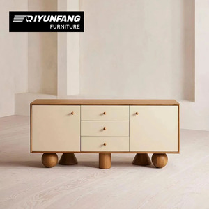 Armoire de rangement de salon rétro minimaliste moderne Buffet en bois massif avec panneau pour le service du thé et de l'eau - Product Image 2
