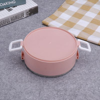 Boîte à lunch isotherme portable de style moderne, grande capacité, trois couches, en acier inoxydable 201, avec couvercle en PP, design rond, vente en gros