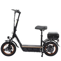 Trottinette en alliage d'aluminium de 14 pouces avec siège arrière, portable, amortissante et pliable, expédition directe depuis l'entrepôt étranger