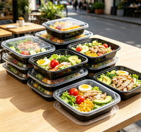 Boîte alimentaire rectangulaire en plastique jetable personnalisée avec couvercle pour le stockage des aliments de pique-nique