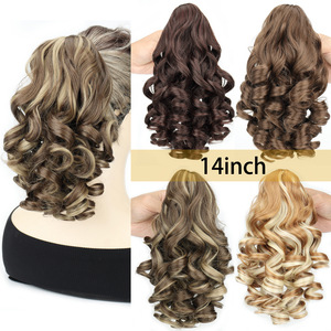 Queue de cheval SARLA en fibre haute température, bouclée à la française, ondulée, avec pinces courtes, pour femme, cheveux doux et volumineux - Product Image 4
