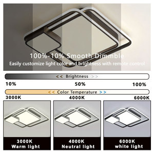 Plafonnier LED moderne et minimaliste AC 220V avec té<span class=keywords><strong>l</strong></span>écommande, couvercle en acrylique, base en fer, lumière 4000K pour chambre à coucher, salon, maison - Product Image 2