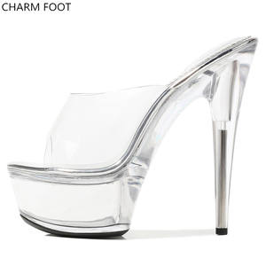 Sandalias de Tacón Súper Alto <span class=keywords><strong>con</strong></span> Plataforma Transparente de PVC para Fiestas de Moda, para Chicas Sexys - Product Image 3