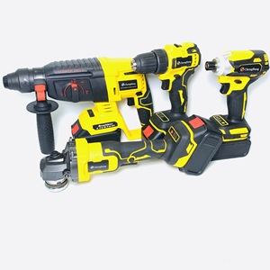 Set of 4pcs Combination Power Tools Brushless <b>Angle</b> Hammer Lithium <b>Screwdriver</b> Cordless Drill Kit Yellow MT125A - Product Image 2