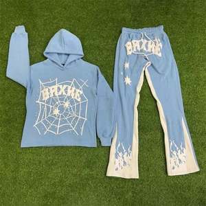 Ensemble jogging évasé vintage personnalisé impression bouffante 3D coton lourd recadrée à capuche automne polaire tissu pantalons évasés survêtements - Product Image 2