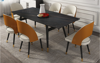 Accueil Chaises rembourrées de luxe Ensembles de table en pierre d'ardoise Table de salle à manger de café et chaises pour ensembles de salle à manger de restaurant