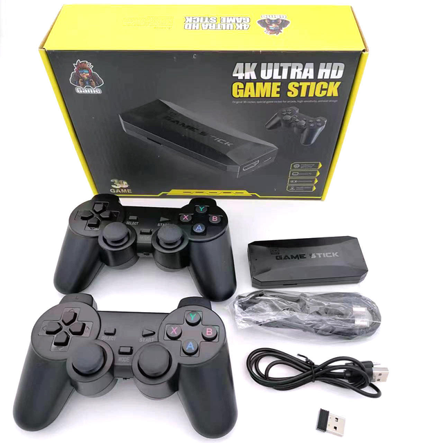 Retro Gift 64G M16 Game Stick Wireless Video Game Console Lite with 4K HD 20000 Built-in Supports GB MD Formats Gamepad Included