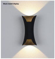 Lámpara de Pared LED Moderna para Exteriores, Impermeable, con Iluminación Arriba y Abajo, de Aluminio Negro y Dorado, para Porche de Villa
