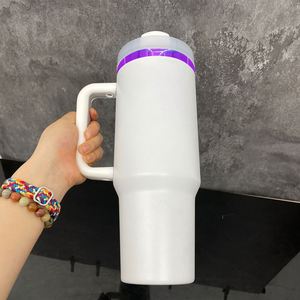 USA Warehouse Black White Powder Coated H2.0 <b>40oz</b> <b>Tumbler</b> Travel Mug Water Bottle Purple Plated <b>40oz</b> <b>Tumbler</b> <b>with</b> <b>Handle</b> - Product Image 5