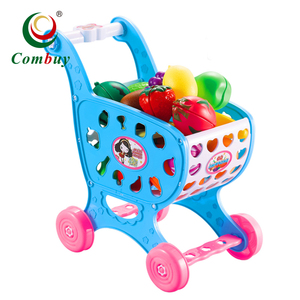 Chariot <span class=keywords><strong>de</strong></span> courses en plastique ABS pour enfants, ensemble <span class=keywords><strong>de</strong></span> cuisine avec 40 pièces <span class=keywords><strong>de</strong></span> jouets à découper fruits et <span class=keywords><strong>légumes</strong></span> - Product Image 1