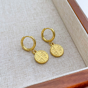 Phẫu Thuật Thép 316L 18G Hình Học Phong Cách Hợp Thời Trang Bông Tai Với Mặt Dây Quyến Rũ 18K PVD Mạ Vàng Hoop Bông Tai Cho Phụ Nữ Đồ Trang Sức - Product Image 4