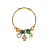 ODM perhiasan Fashion gelang wanita dapat disesuaikan baja tahan karat pesona bunga kristal Diy berlapis emas 18k
