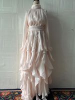 T0854 Robe élégante pour femme en mousseline à bretelles croisées, col montant, coupe ajustée, style décontracté d'été