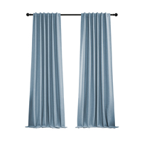 Ciel bleu 100% rideau occultant lin texturé solide thermique toile de jute onglet arrière rideaux de fenêtre pour salon bureau café pépinière