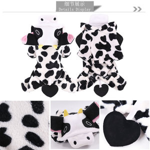 Cow Pattern Fleece Pet <b>Clothes</b> <b>For</b> Medium Dogs Winter Cartoon Dog <b>Cat</b> Costume Four-Legged Flannel Clothing - Product Image 4