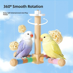 PAIPET - Juguete Interactivo para Pájaros con Tablero de Madera Natural, <span class=keywords><strong>Gimnasio</strong></span> para Loros con Escalera para Trepar y Columpios para Periquitos - Product Image 1