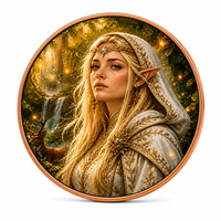 Pièce Commémorative Elfe Fantastique - Pièce d'Art en Cuivre de Collection de 40 mm - Pièce Porte-Bonheur Déesse de la Forêt pour Cadeau et Décoration