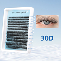 Premium DIY bulu mata halus ekstensi 100D Cluster bulu mata palsu Individual panjang campuran 8-16mm D Curl Grosir Fan bulu mata