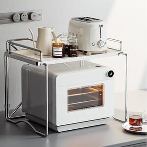 ชั้นวางของในครัวสแตนเลสแบบมินิมอลพร้อมชั้นวางไมโครเวฟและที่เก็บหม้อหุงข้าวอเนกประสงค์ - Product Image 5