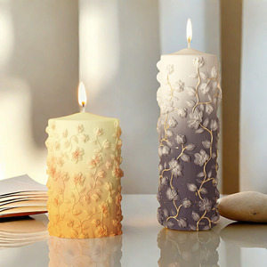 Floral Vine Relief <b>Candle</b> <b>Mold</b> Pillar Shape For Wedding Home Decoration DIY <b>Candle</b> Making Kit Transparent White - Product Image 3