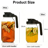 32oz 64oz Glazen Mason Jar Kan, Lekvrije Glazen Drinkbeker voor het bewaren van dranken zoals ijsthee, sap, koffie, enz.