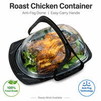 Conteneur alimentaire jetable en PP noir de qualité alimentaire, empilable, pour poulet rôti, emballage personnalisé pour vente en gros