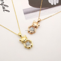 Collier avec pendentif petit ours en or massif 18 carats avec diamants naturels, design mignon, or véritable 18 carats, bijoux fins pour femmes